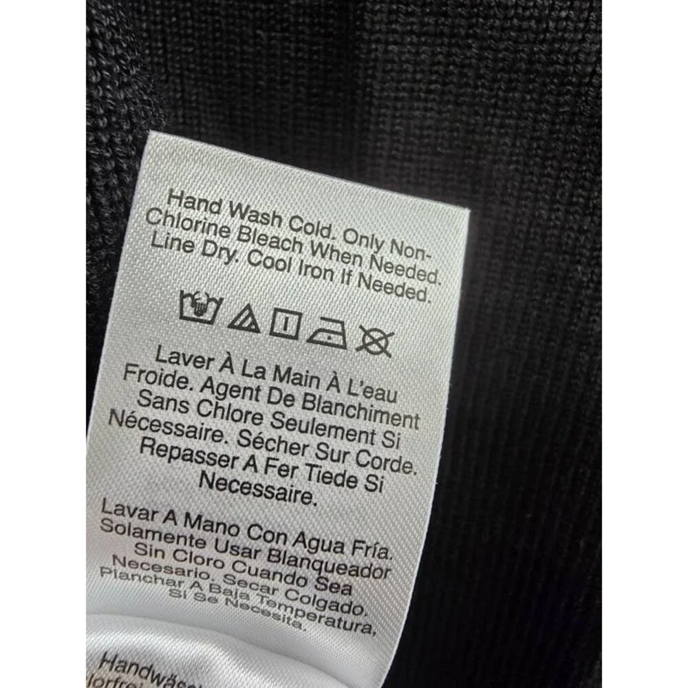 DKNY Cargo Sweater Women's M Black Front Flap Pocket Crewneck Pullover Style